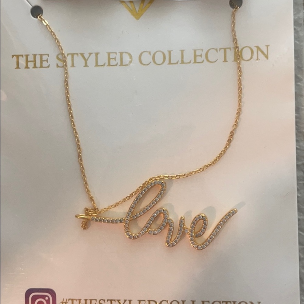 Love script necklace in gold